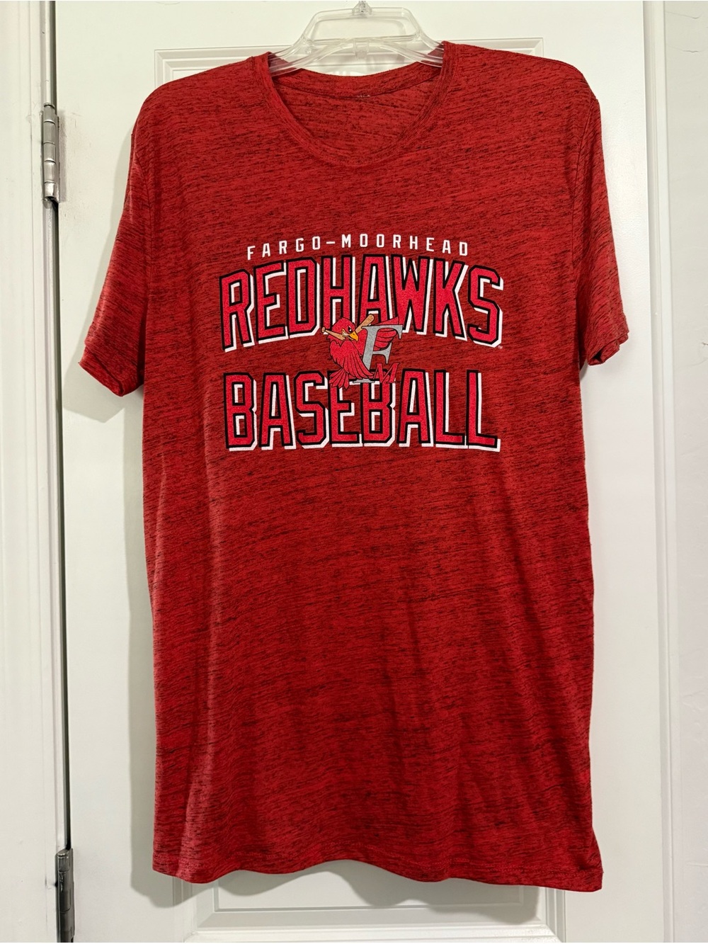 Fargo Moorhead Baseball Redhawks Mens M/L Short Sleeve Red T-Shirt Lightweight